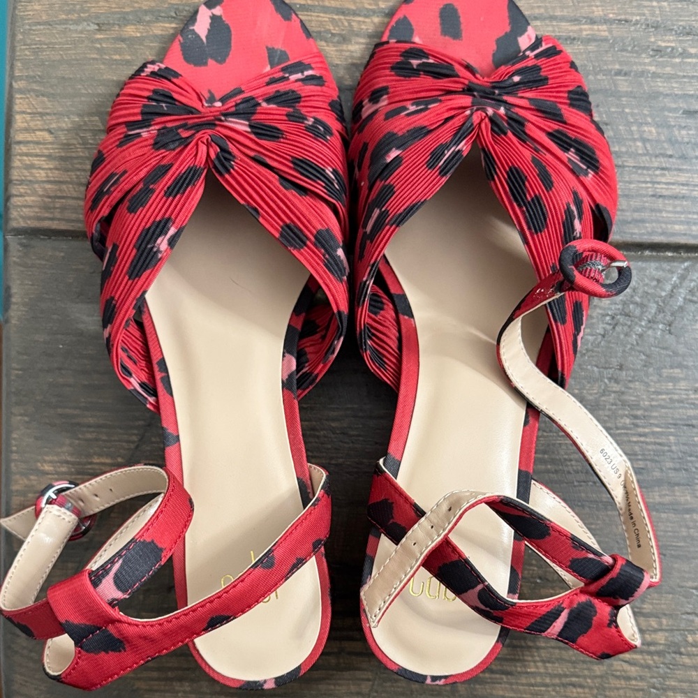 CAbi Red and Black Patterned Sandals